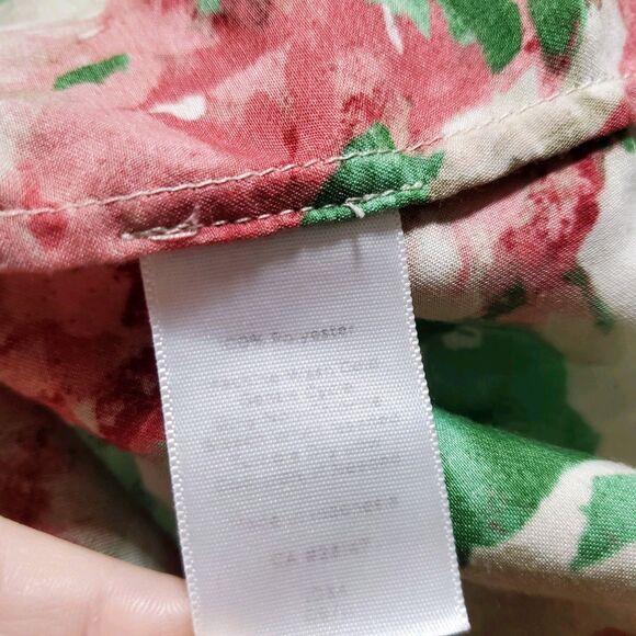 Talbots Floral Blouse 14P Ruffle Neck Grannycore Cottagecore Prairie Soft Womens - Picture 8 of 8